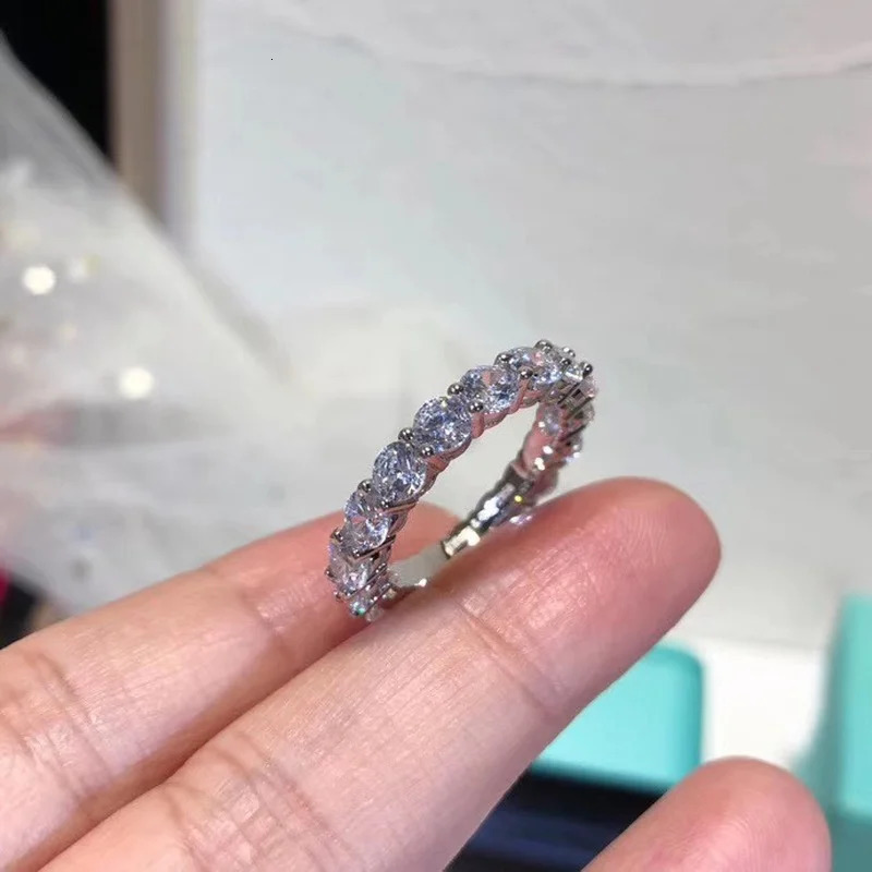 Real 925 Sterling Silver ring Round 4mm Lab Diamond Cz Engagement wedding band rings For women men Party Jewelry 260121