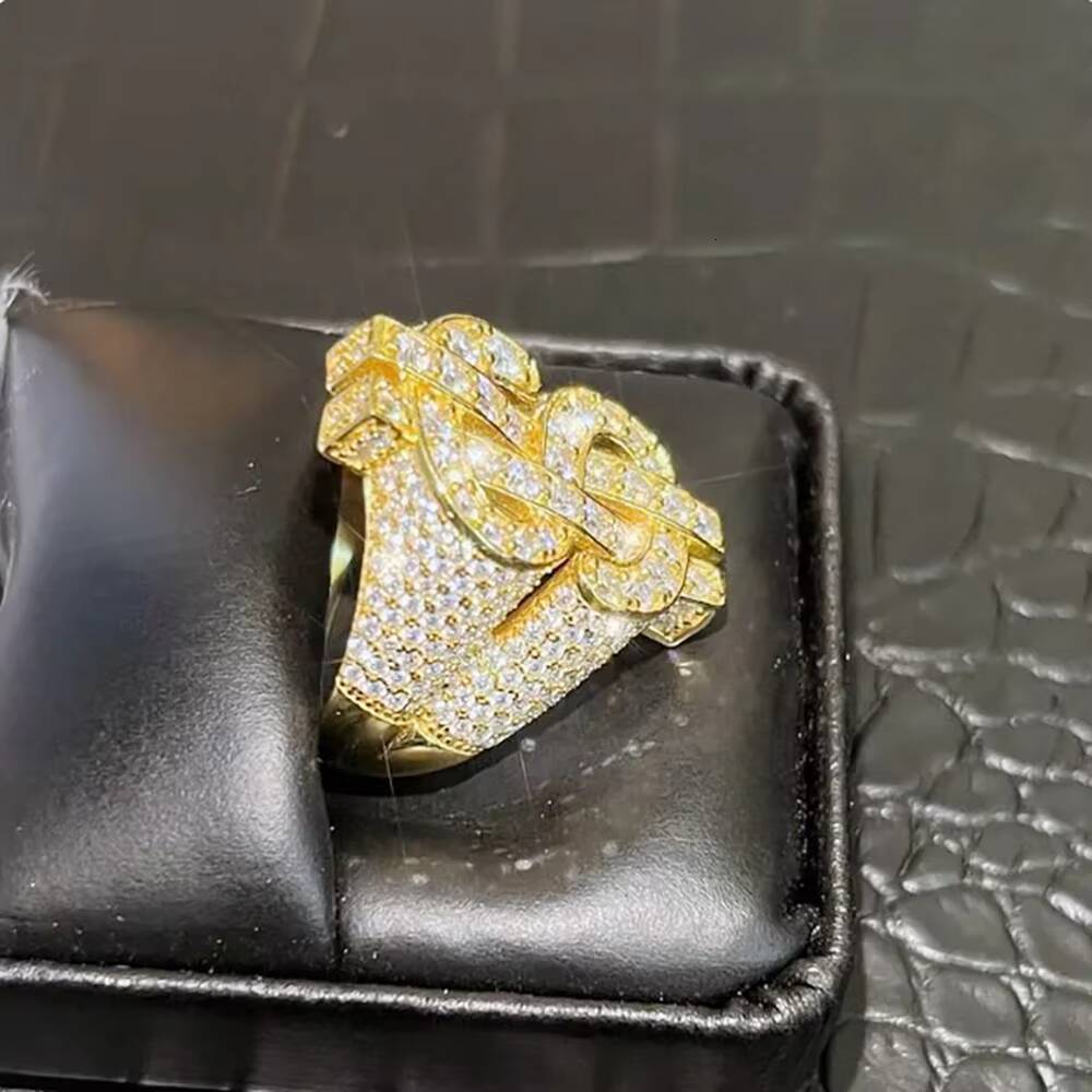 High Quality VVS Moissanite Dollar Sign Hip Hop Ring Champion Ring Iced Out Men Customized Ring Jewelry