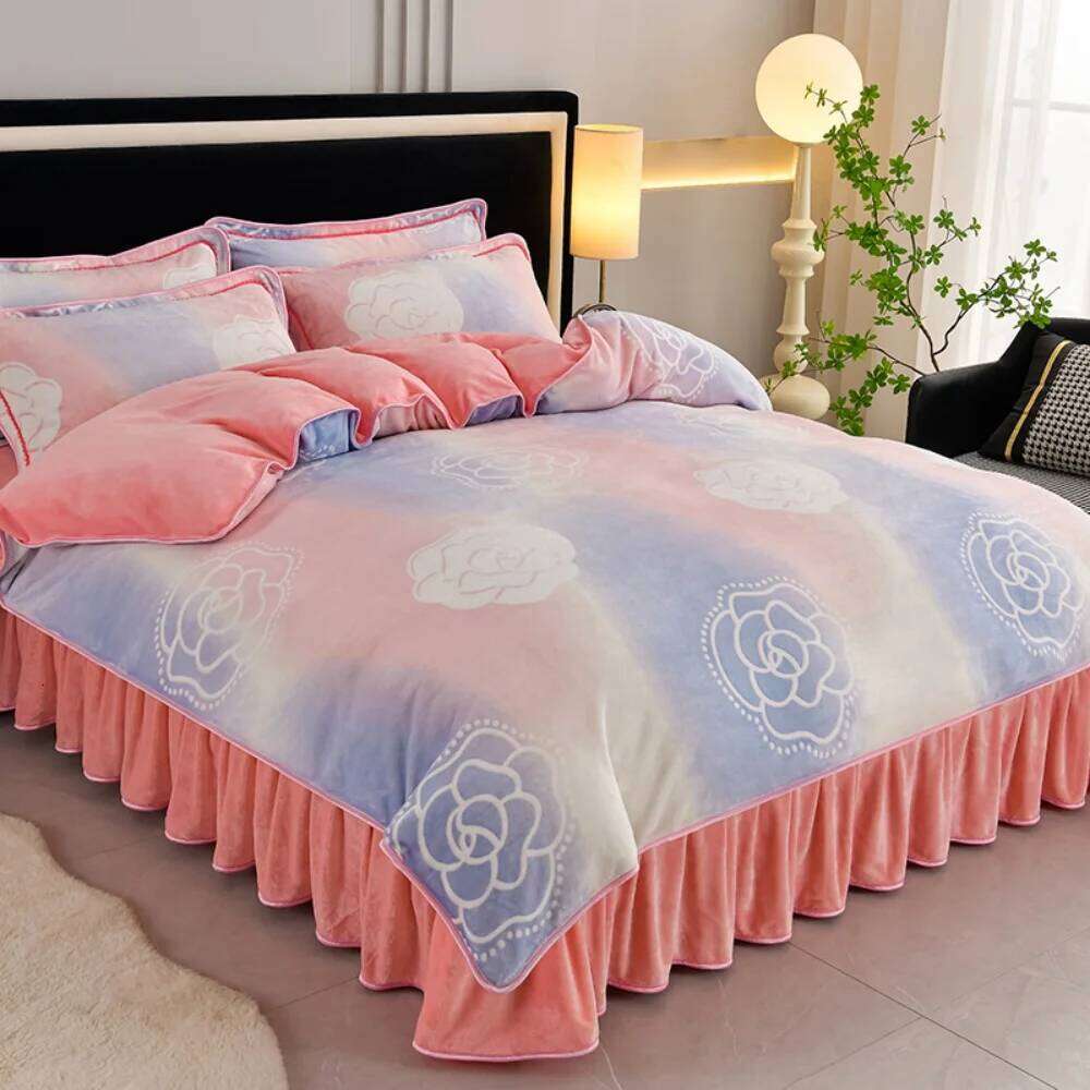 Light Luxury Class A Milk Velvet Four-Piece Set Winter Warm Thickened Fleece Home Anti-static Duvet Cover Bed Sheet Bedding Sets Y260124