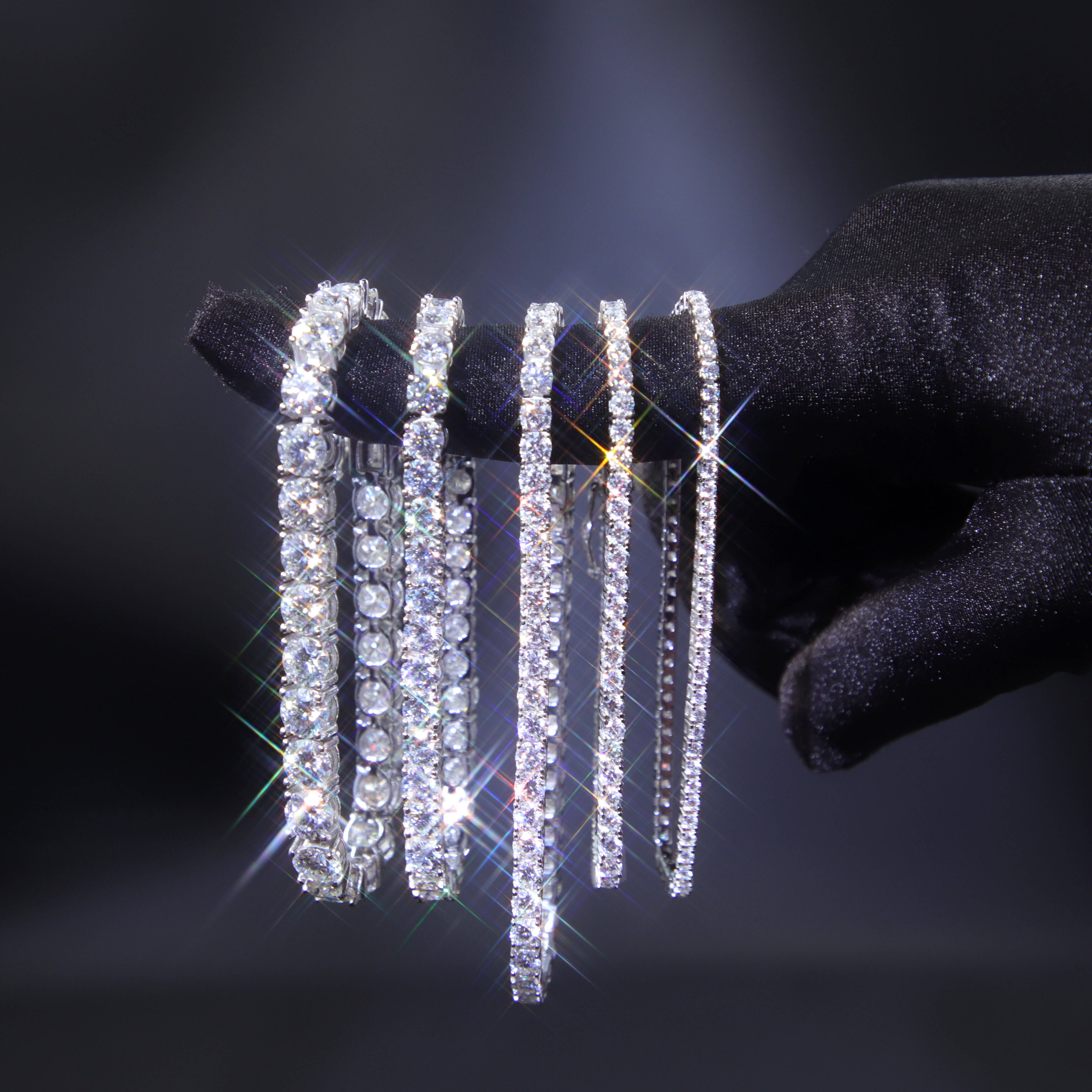 9K 10K Gold Lab Grown Diamond Tennis Chain Bracelet HPHT CVD IGI Certified VVS 2mm - 65mm Round Diamond Chain Bracelet Bangle