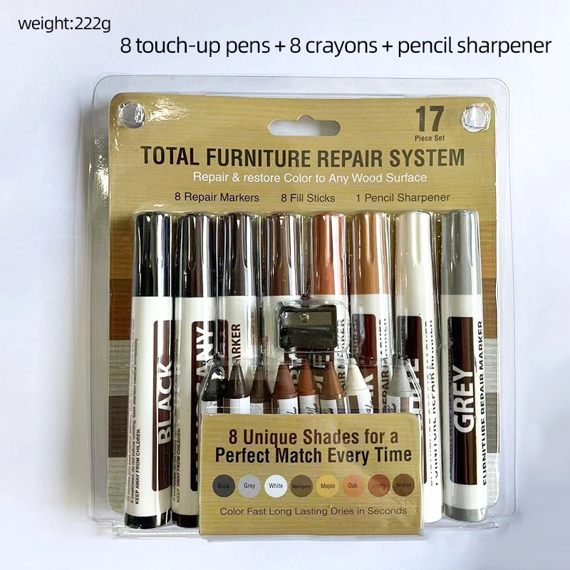 21/6Pcs Furniture Touch Up Kit Markers Amp Filler Sticks Wood Composite Grain Paint Repair Pen Scratches Restore Scratch Patch 260120