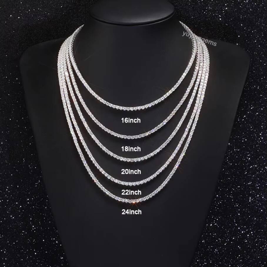 Real 10K Gold CVD Lab Diamond 2-3mm Wide Tennis Chain With GRC Certificate for Women/mans Fine Jewelry Necklace/bracelet