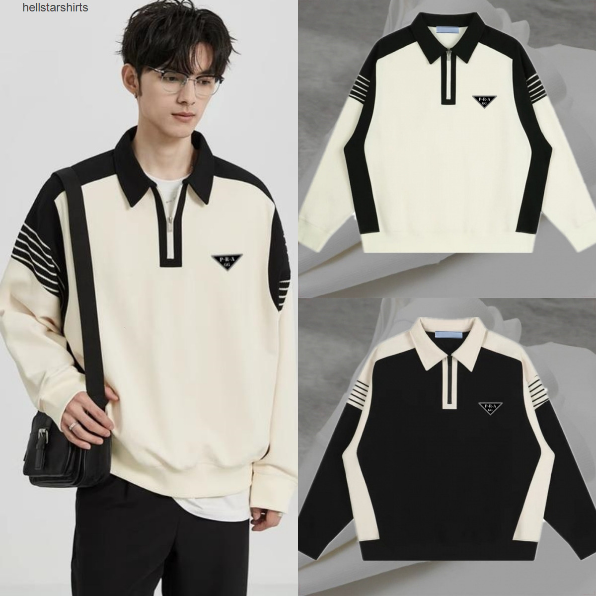gg p r a designer mens hoodies sweatshirts brand sportshirts fashion casual contrast pradats pradalies half zip sweater sweats pradajacket pradaprada pradaly SB0K