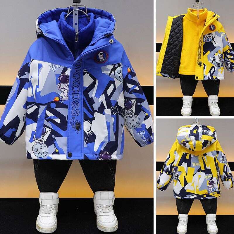 Disney Children's boys' waterproof and stylish fleece jacket for autumn and winter, thick three-in-one coat, 2025 new style, suitable for yo