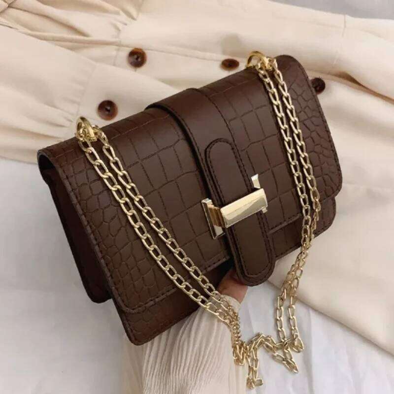Brown Fashion Woman Handbag 2024 Luxury Trend Women Girl Shoulder Bright PVC Crossbody PU Purses Women's Leather Tote bag XJ260125