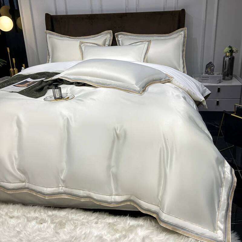 Simple Solid Color Silk Sheets Luxury Bedding Set Twin Full Queen Size Soft Bed Linen Duvet Cover Bedclothes Kit Y260124