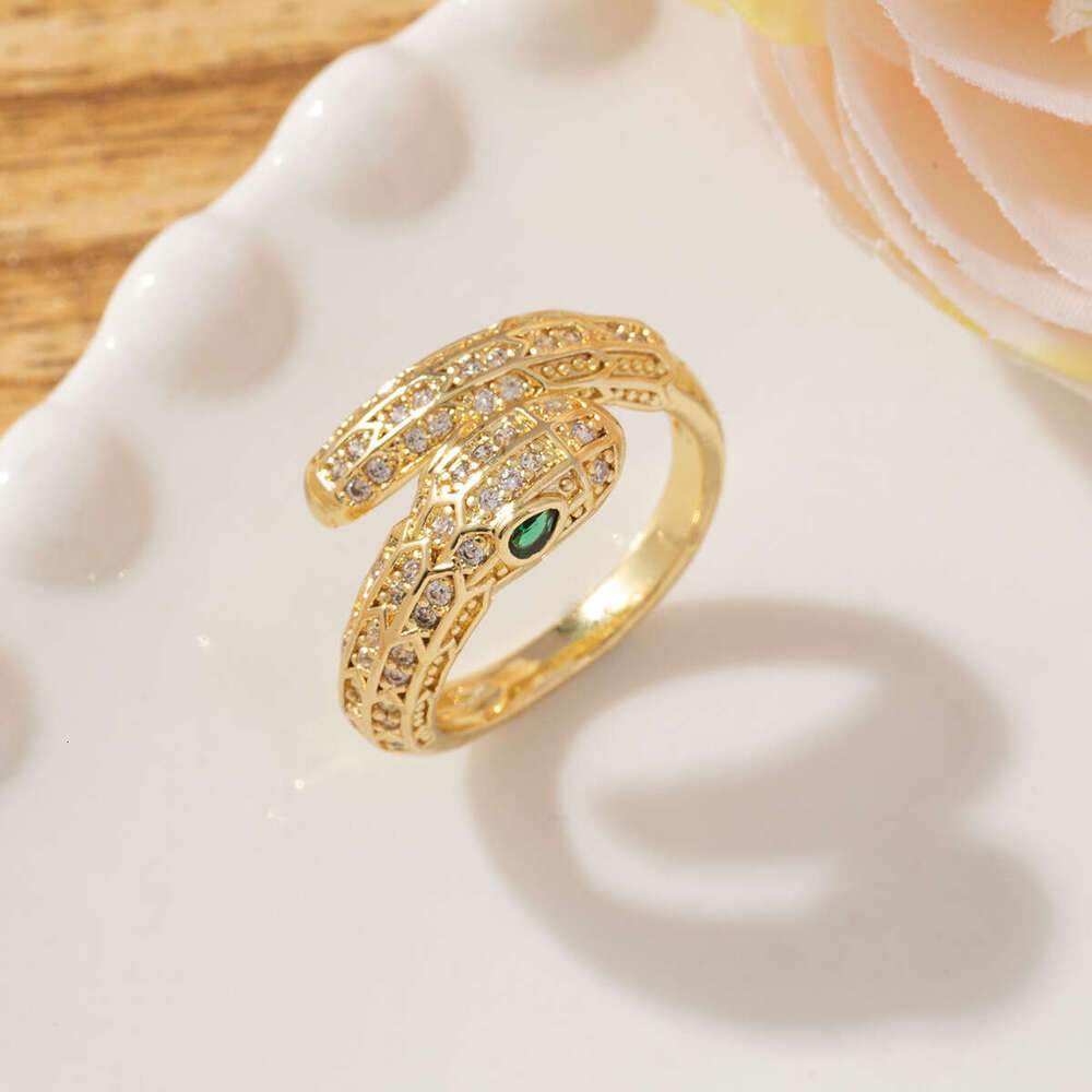 European and American Light Luxury Cool Snake-Shaped for Women Ins Trend Niche Design Versatile High-End Feel Copper Open Index Finger Ring