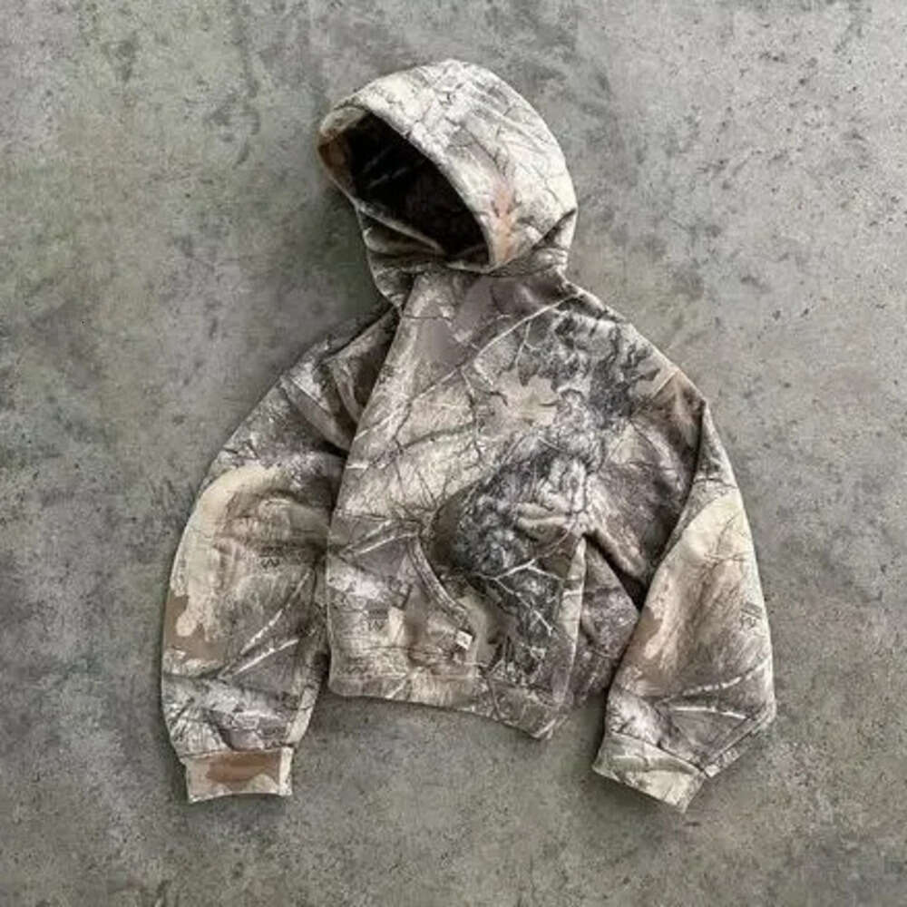 Tracksuits Street Hip Hop Over Sized Camo Hoodies 2 Piece Set Retro Camouflage Pattern Sweatshirts Clothes for Men - view 5