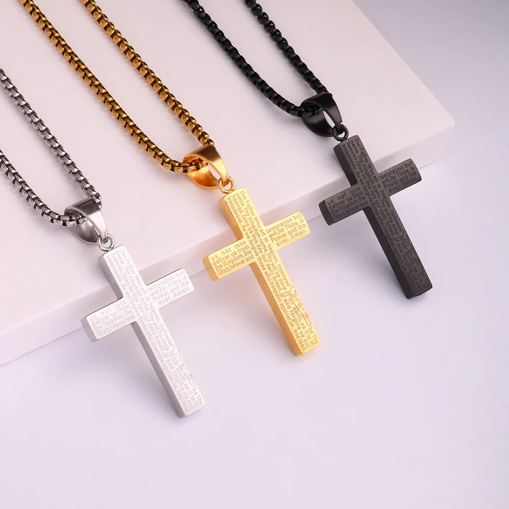 Collier Homme Spiritual Male Minimalism Stainless Steel Necklace Mans Jesus Cross Necklace for Man Collar Hombre 251230