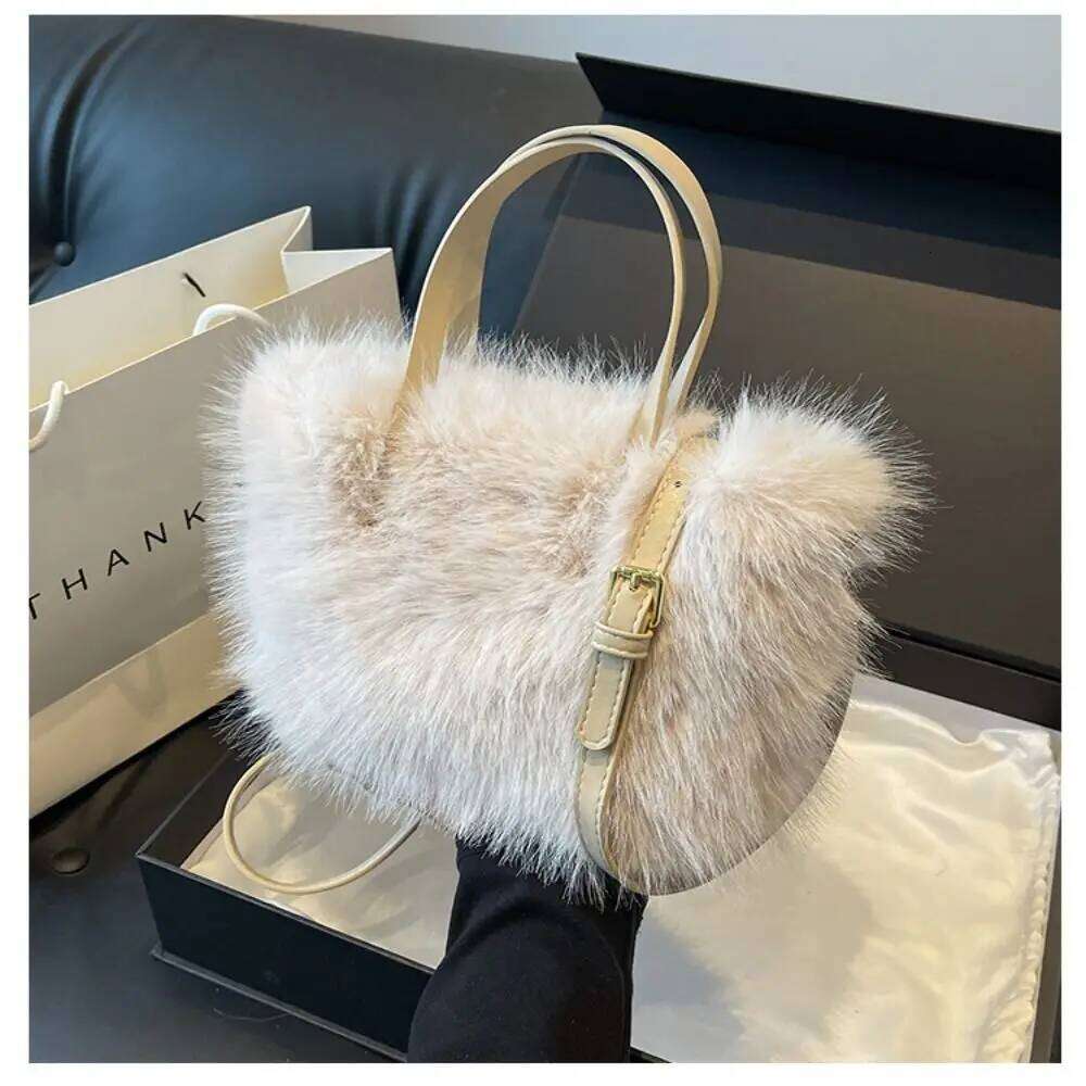 Luxury Faux Fur Ladies Shoulder Soft Square Female Crossbody Fluffy Handbag Tote Bag XJ260125