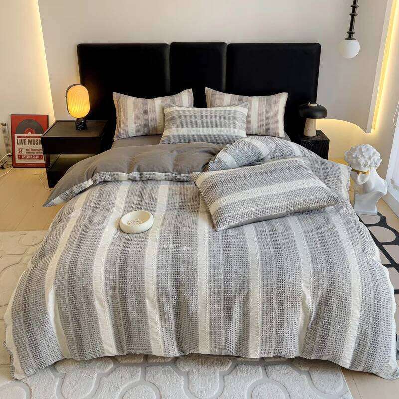Class A 100 four-piece set of pure cotton bedding waffle bed sheet mattress Y260124