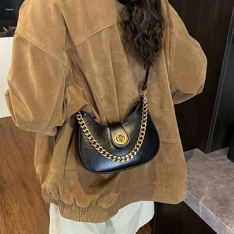 High-End Crescent for Women 2025 Autumn and Winter Fashion Crossbody Chain Texture Single Shoulder Underarm Bag 0302ST XJ260125