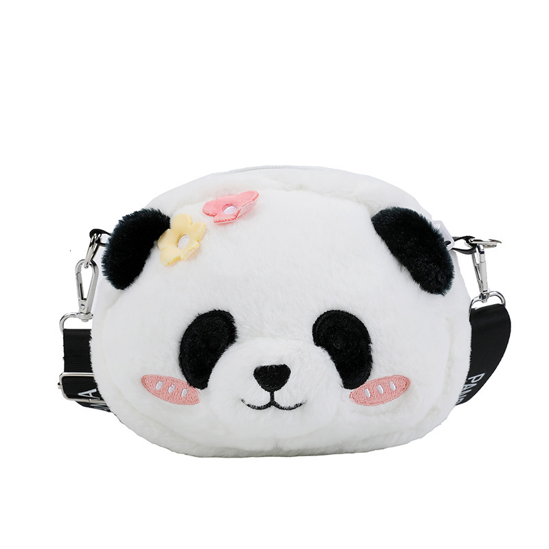 Creative Crossbody New Flower Panda Plush Children's Versatile Claw Machine Doll Small Bag
