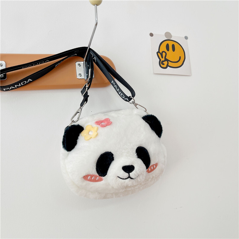 Creative Crossbody New Flower Panda Plush Children's Versatile Claw Machine Doll Small Bag