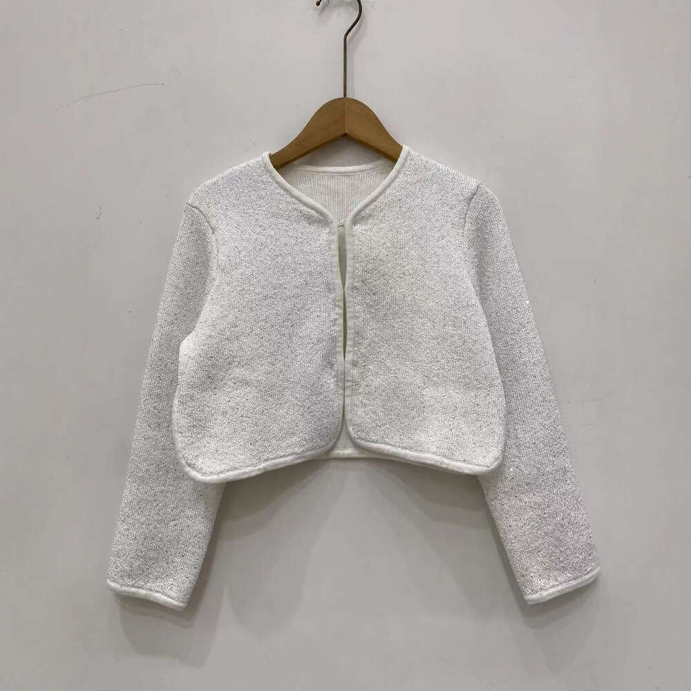 2026 French elegant spring designer style sequin twill knit cardigan short jacket vest dress