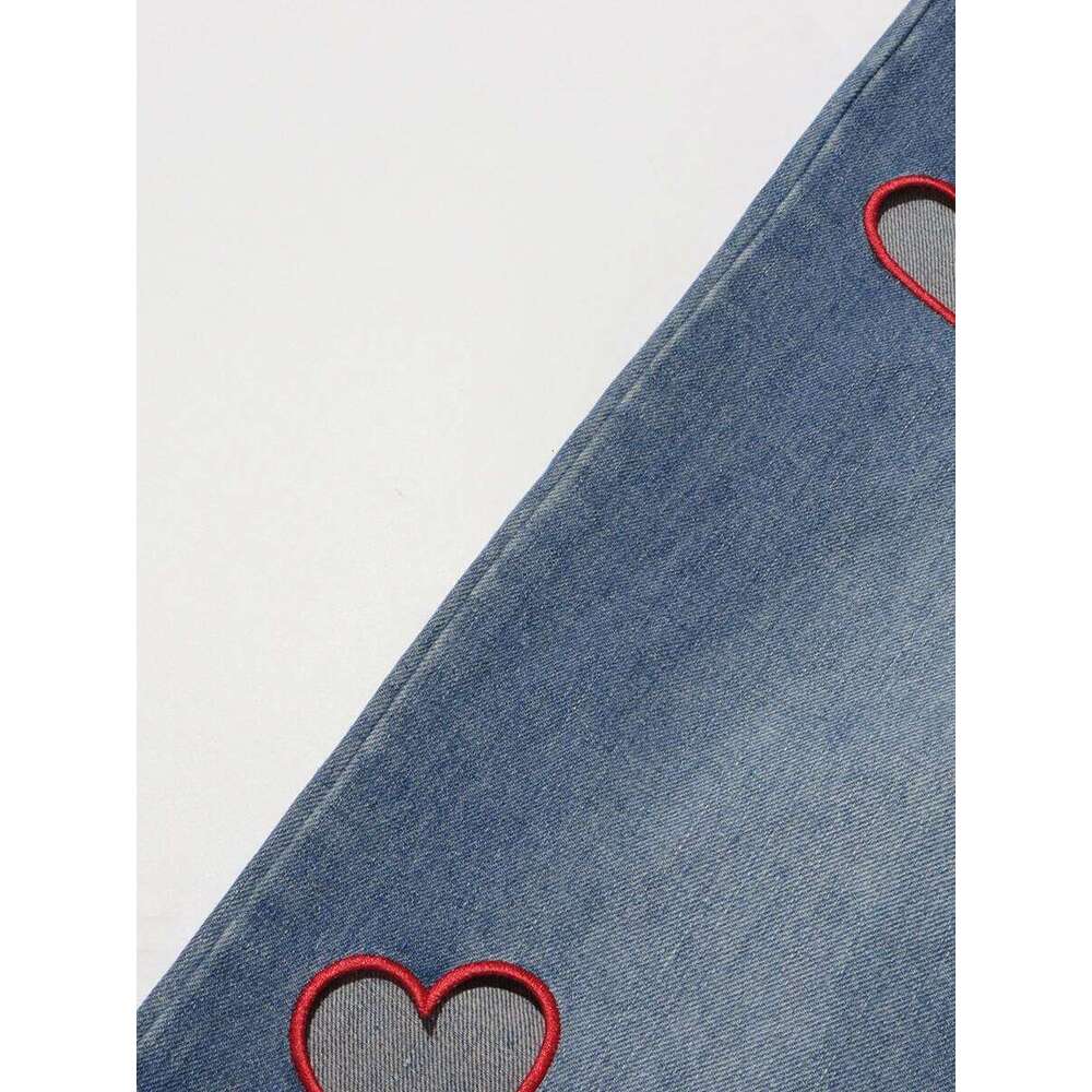 TWOTWINSTYLE Hollow Out Designer Denim Pants For Women High Waist Patchwork Pockets Casual Straight Jeans Female Fashion Style C260126 - view 7