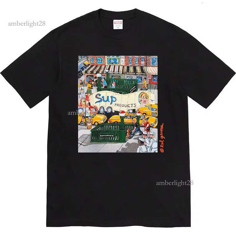 FW Designer Mens Cotton Breathable supremetshirt Tee Shirt Homme Short Sleeve Crew Neck Trendy Casual Tshirts Printed Supremely Pullover Men T-Shirts 295