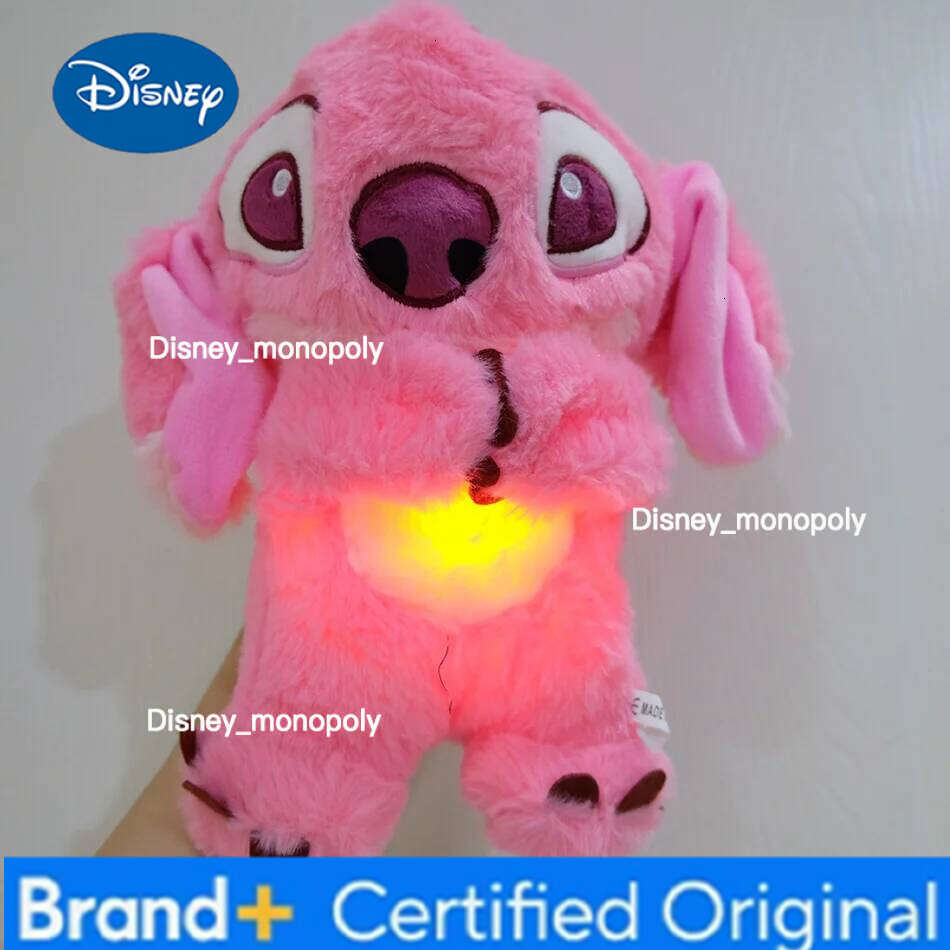 Disney Hot Stitch Baby Sleeping Companion Sound Soothing Musical Plush Toy With Air Bag And Light Doll Breathing Gifts Kawaii Toys H260126
