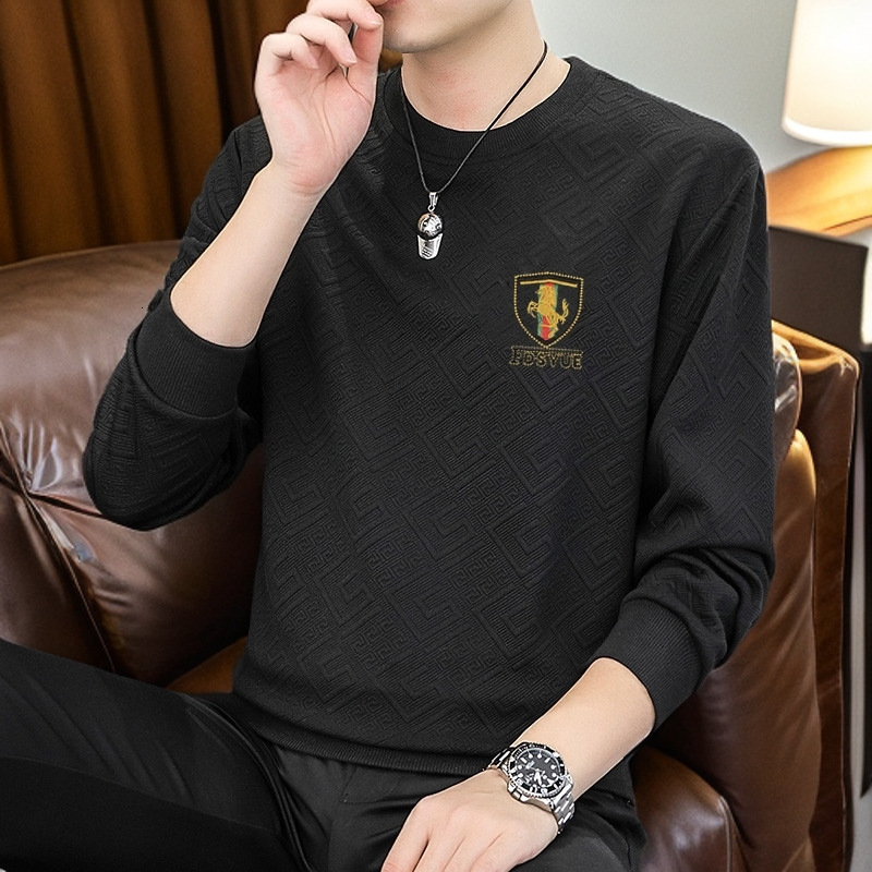 Designer Clothes Source Manufacturer Men's Jacquard Sweatshirt Luxury Long Sleeve Spring And Autumn New Trendy Brand Round Neck High-End Casual S