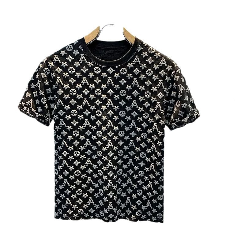 Luxury Designer Clothes Summer New Trendy Round Neck Pullover Short T-Shirt Korean Style Brand Print Loose Casual Half Sleeve Tee For Men