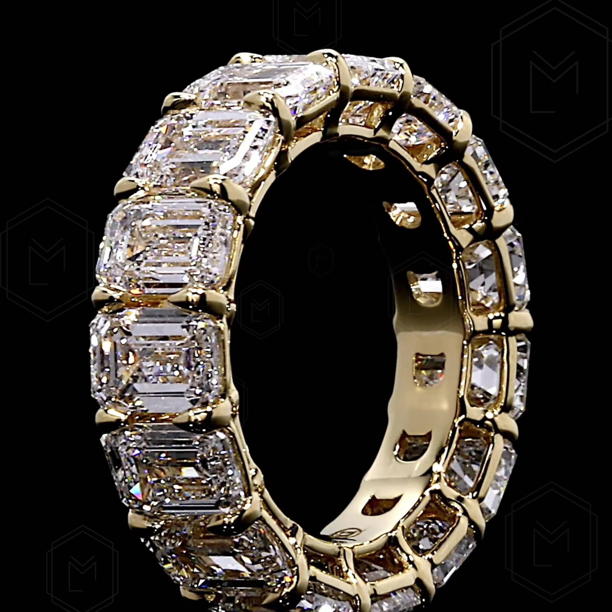 Igi Certificate Cvd HPHT Lab Grown Created 14k 18k Solid Gold Eternity Wedding Match Band Ring Emerald Cut for Diamond Rings