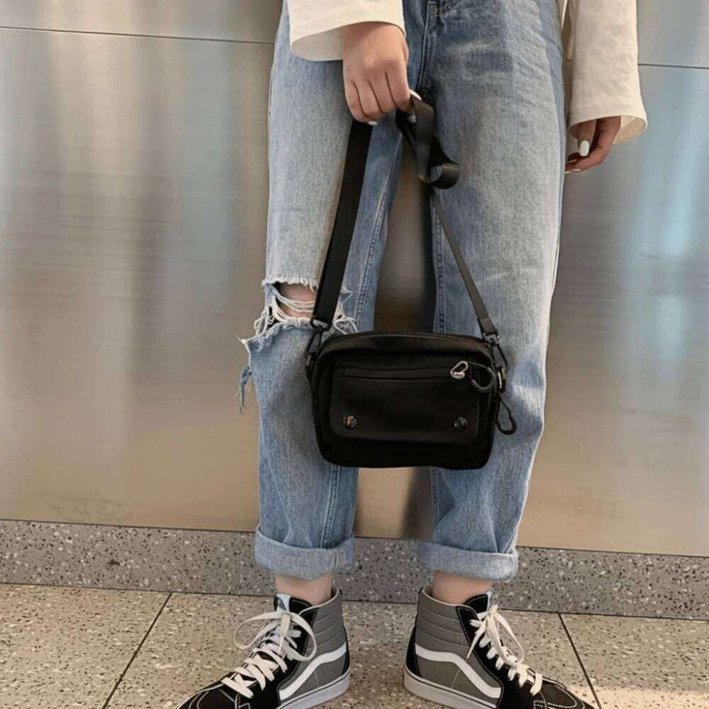 Korean Pure Color Shoulder Zipper Canvas Mobile Phone Bag Multifunctional Messenger Bags Student XJ260125