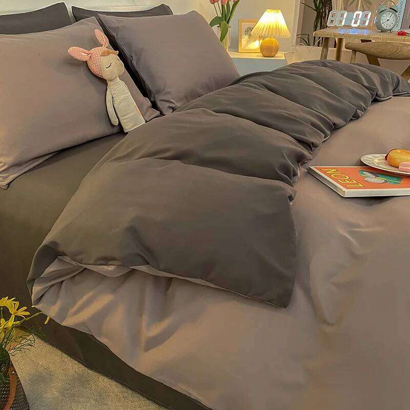 Bed linen set Solid Color Quilt Cover Comforter Covers Bedding bedspreads for double queen Twin size Nordic Fitted Sheets sets Y260124