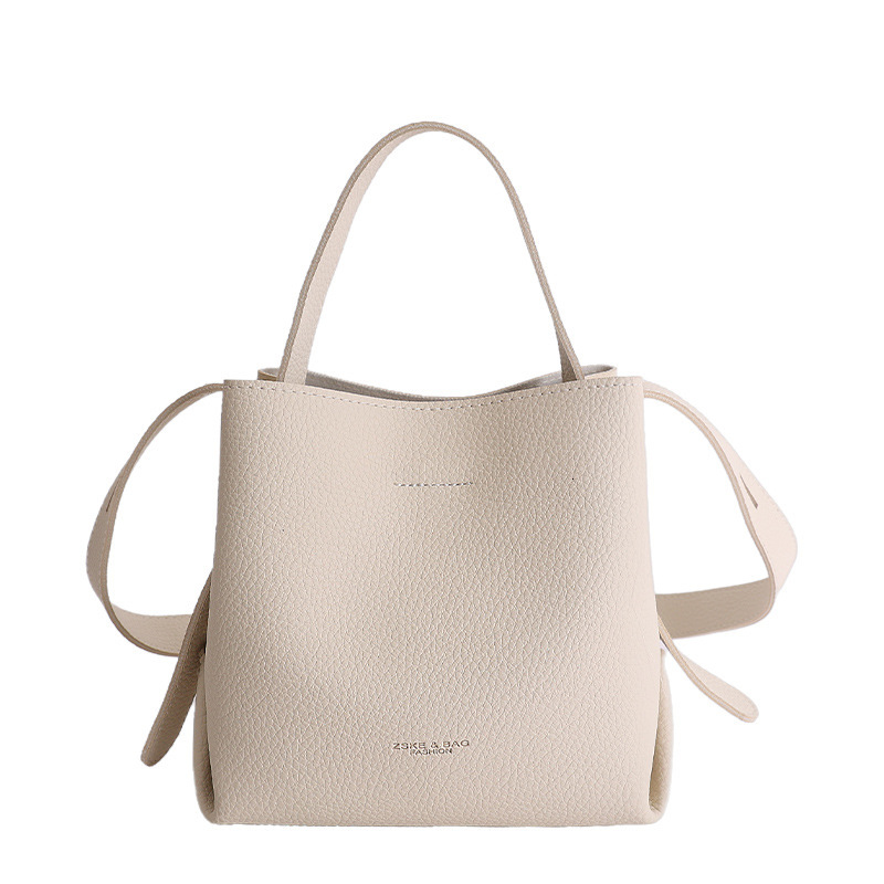 Lychee pattern women's handbag new fashion Korean niche bucket bag multifunctional Ins style shoulder bag crossbody bag