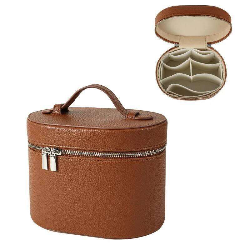 Large-capacity PU leather case internal storage box, customizable with names and letters, travel portable makeup bag