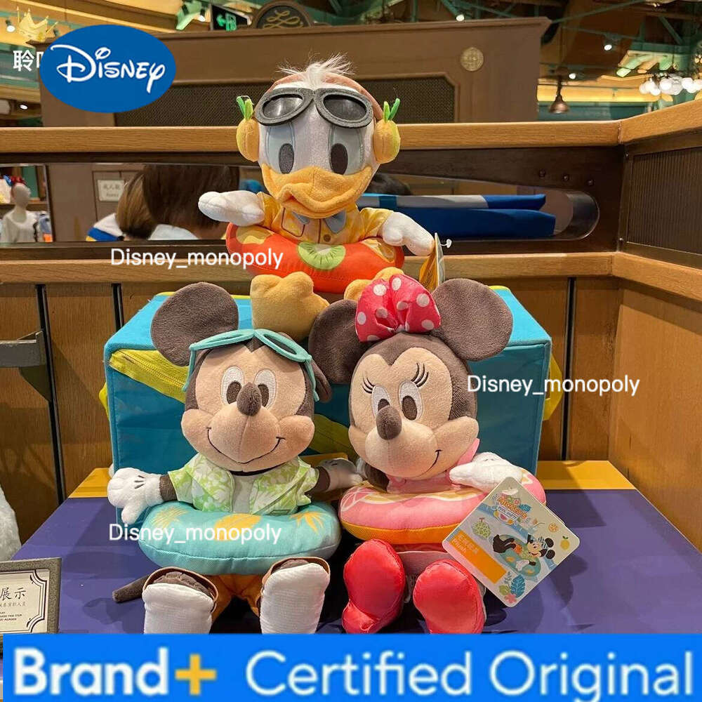 Disney Original 2023 Summer Swimming Ring Mickey Minnie Donald Duck plush toy children's doll Birthday Present For Child H260126