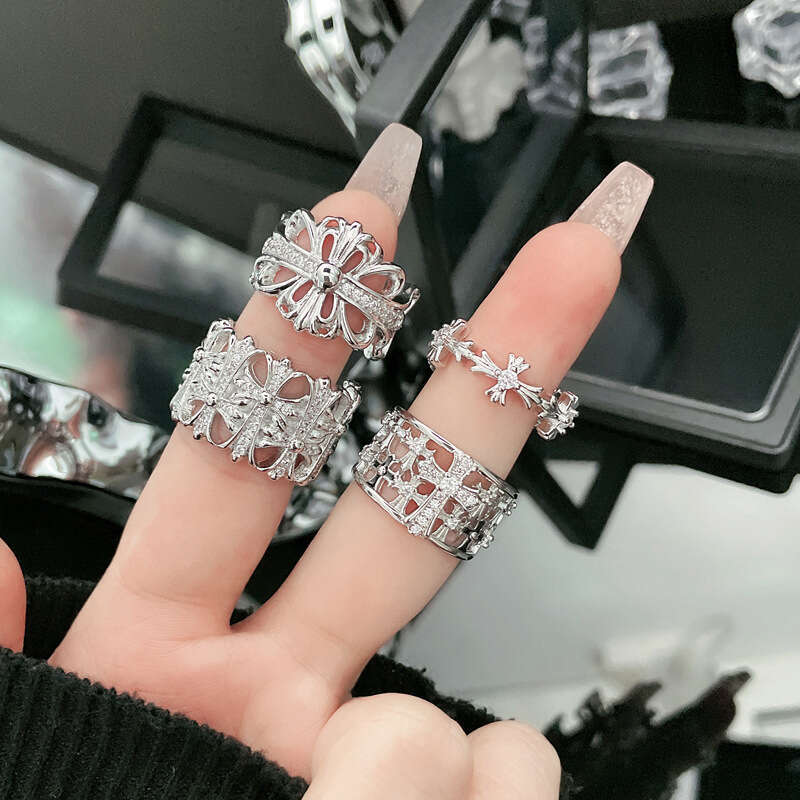 Punk Asymmetric Cross Ring Croxin Fashion Adjustable Women's Hip-Hop Personality Ring Trend