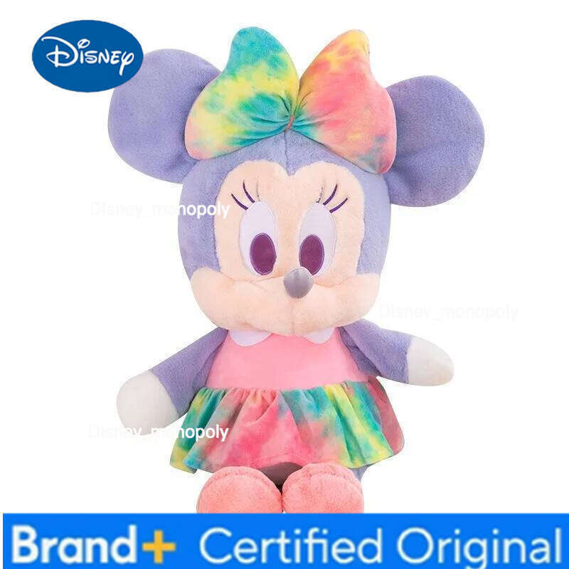 Disney Cartoon Glitter Mickey Mouse Plush Toy Colorful Couple Doll Set Cute Stuffed Animal Figure for Birthday Gift H260126
