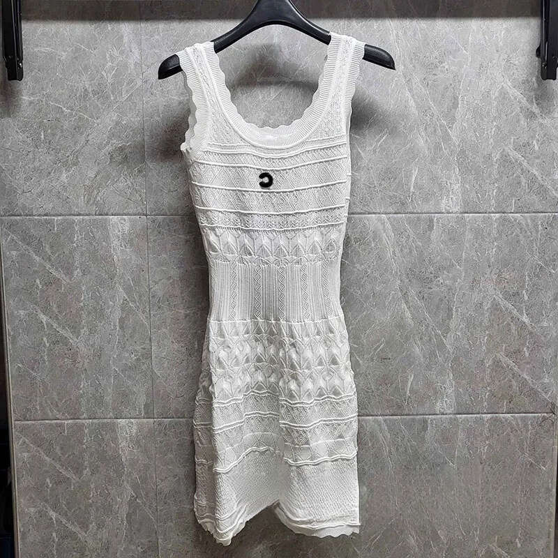 Designer Knitted Dress Slimming Low Round Neck Tank Top Dress Summer Street Style Wedding Date