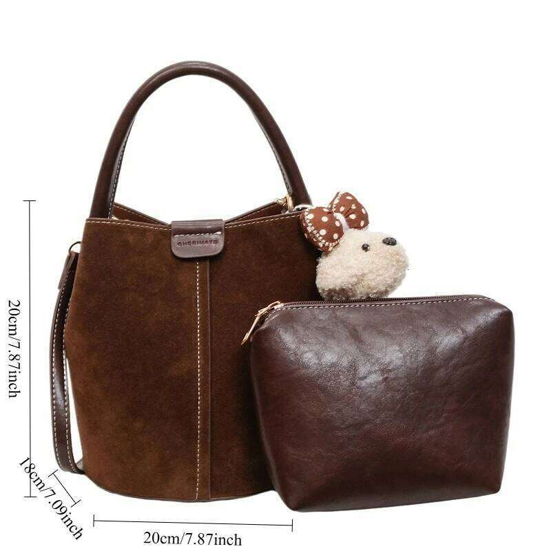 New Korean Style Simple Crossbody Women Retro Matte Shoulder Comfortable and Versatile Texture Casual Handle Bucket Bag XJ260125