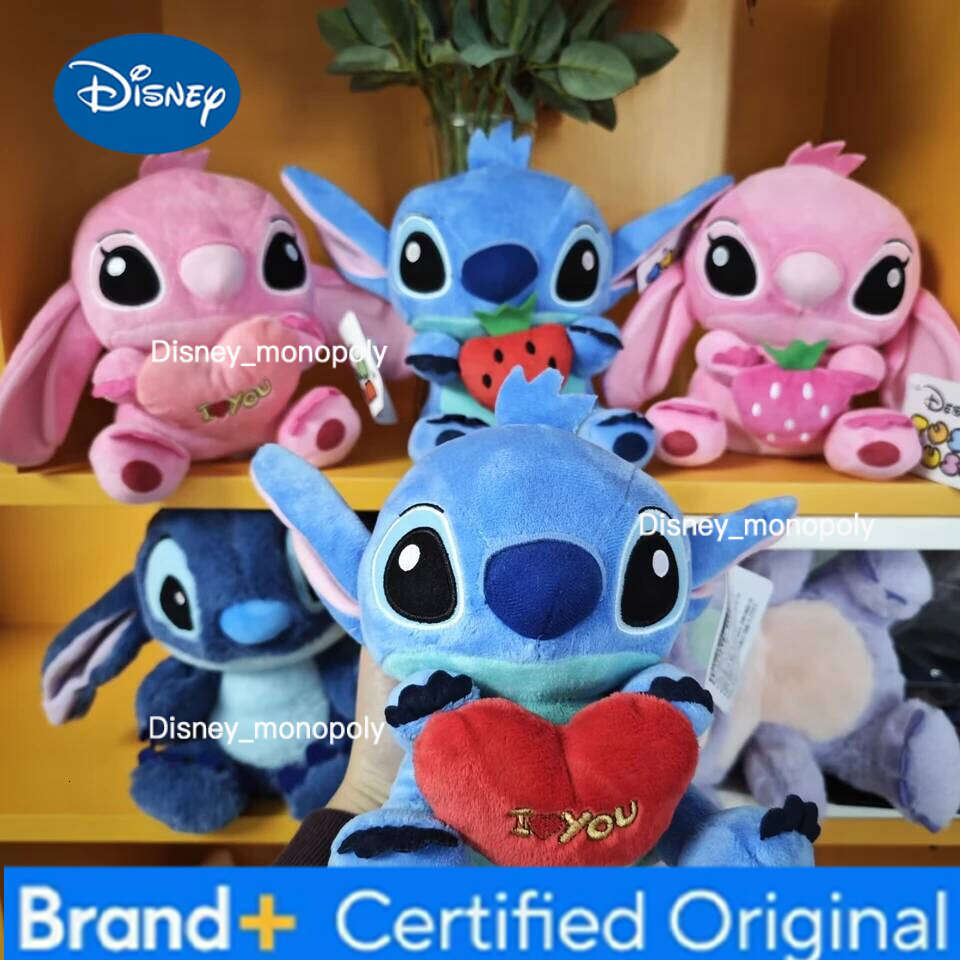 Disney 20cm Cartoon Blue Dolls Anime Pink Lilo and Stitch Plush Stuffed Toys Boys Girls Birthday Gifts H260126