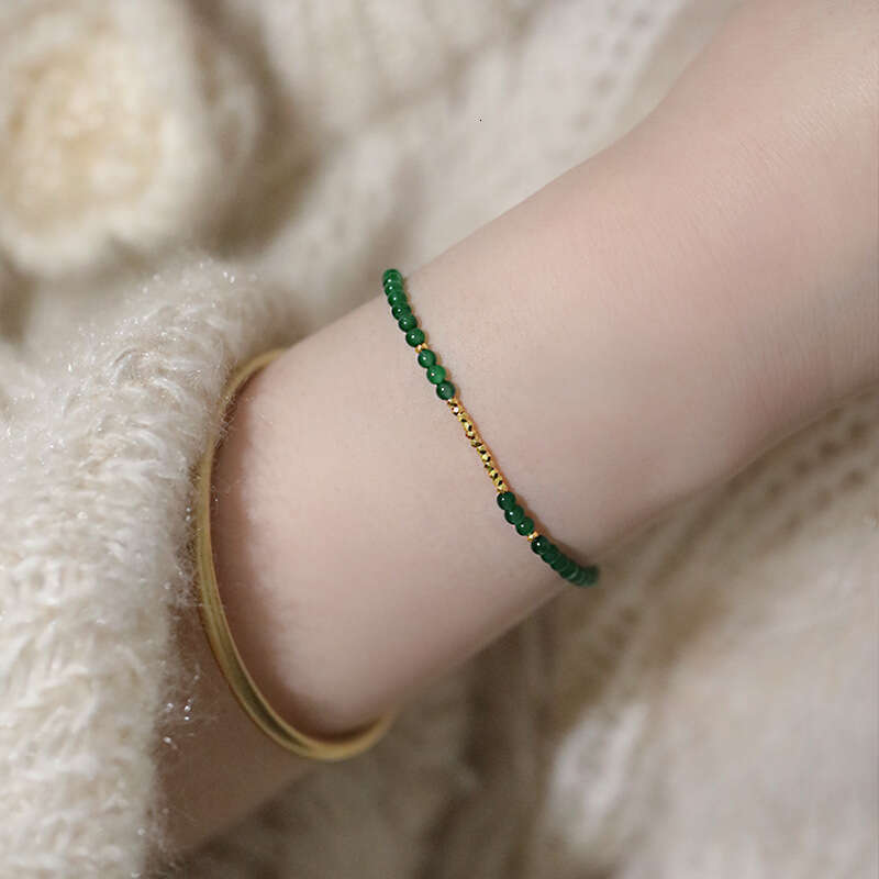 Lush Jadeite Sun Green Xiaomi Agate Bead Bracelet Women's New Chinese National Style Hand Jewelry