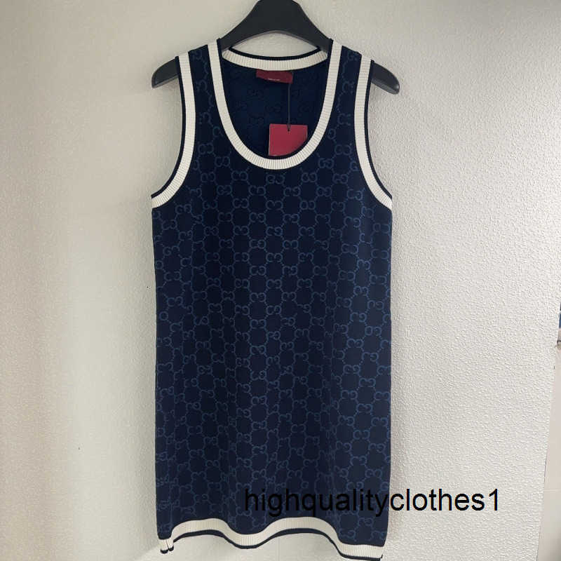 Designer High version G Home 25 summer round neck jacquard knitted sleeveless sensory temperament mini dress PYG2