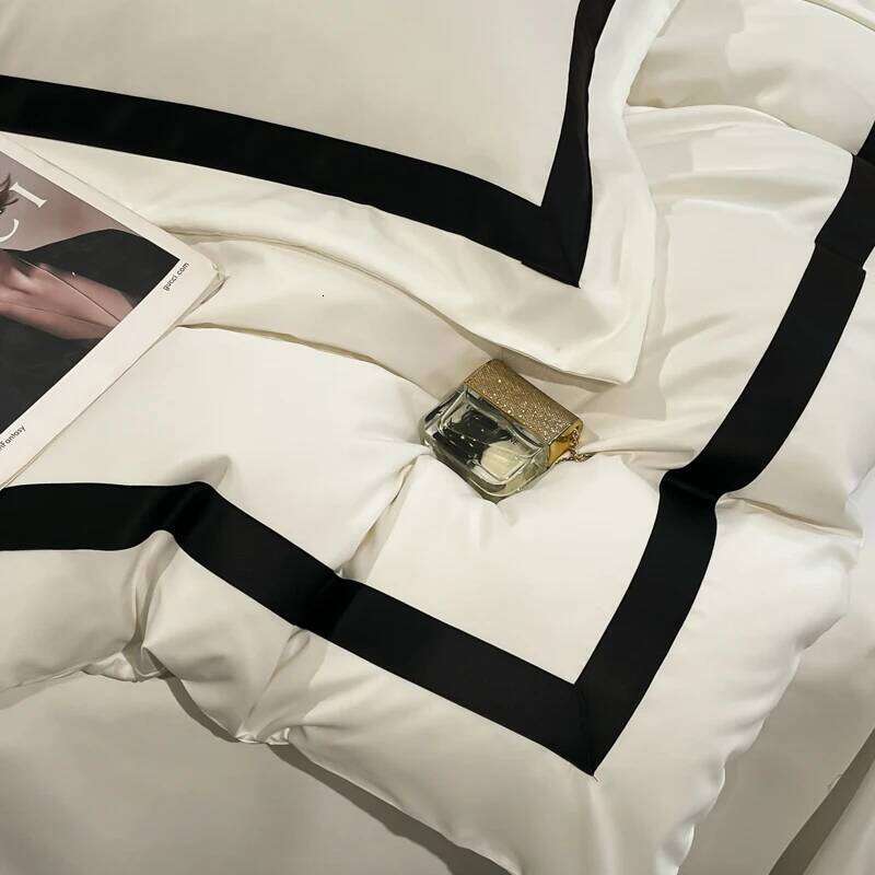 For 2025 Luxury Hotel Bedding Sets Thick Brushed Bed Sheets White Duvet Cover Set Pillowcase Four Piece Fully Enclosed for Home Y260124