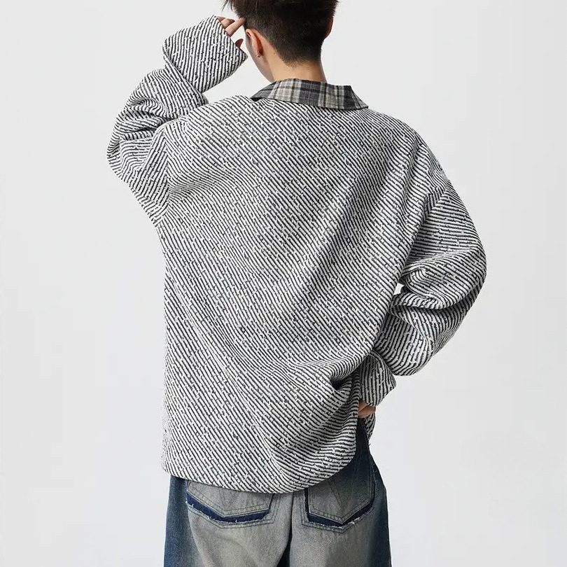 Designer Clothes Style Heavy Luxury Brand Knit Polo Collar Sweatshirt For Men American Retro Atmosphere Design Sense Outerwear