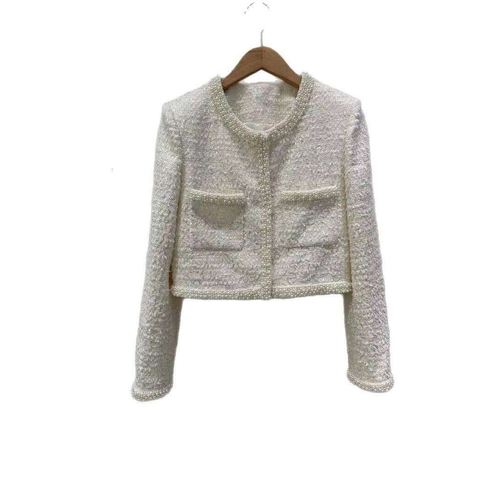 2026 Autumn/Winter New French Trendy Social Glitter Pearl Bordered Short Jacket Women's Skirt Set