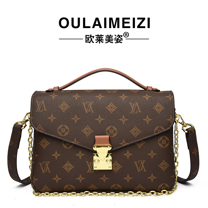 2026 OULAIMEIZI Light luxury vintage women's small square handbag style K-letter shoulder crossbody bag for women
