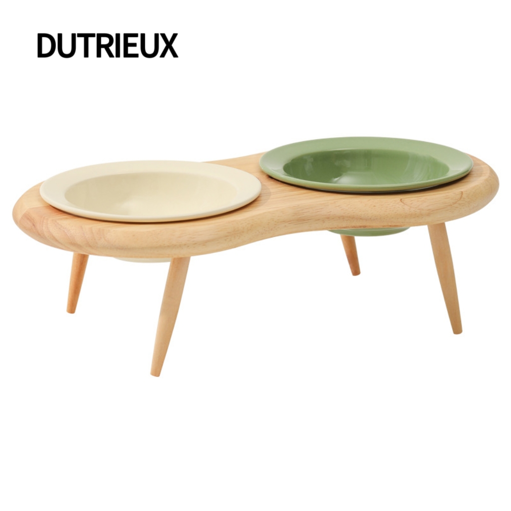 H2557 Neck-protecting cat food bowl, tall ceramic double bowl to prevent tipping.