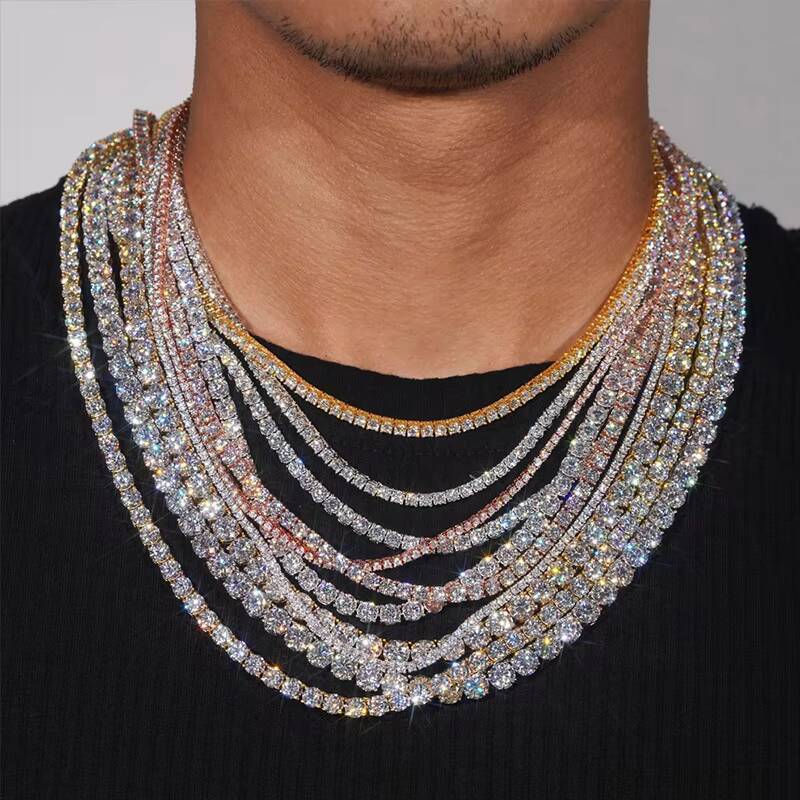 Moissanite chain RINNTIN SMN Lowest Price in Stock 925 Silver D VVS Mossanite Necklace VVS Diamond Women/mans Necklace/Bracelet Tennis Chain