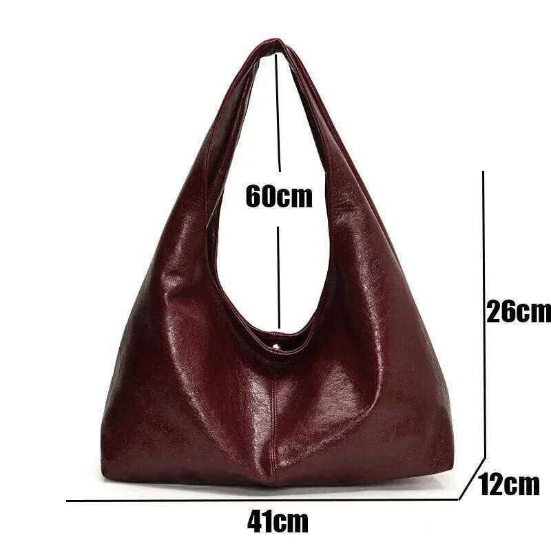Large Capacity PU Leather Hobo Underarm Bags Autumn Winter Shoulder Bag for Women 2025 New Trend Y2K Handbags and Purses Tote XJ260125