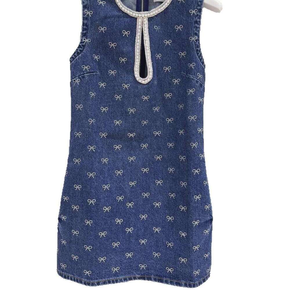 2026 summer new designer retro style bow tie rhinestone denim vest women's dress