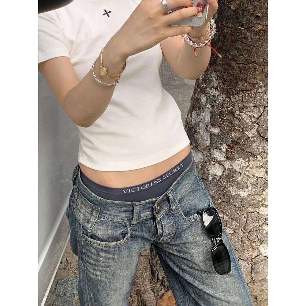 Deeptown Blue Vintage Y2k Women Jeans Wash Harajuku Low Waist Japanese 2000s Style Denim Pants Baggy American Streetwear Autumn C260126 - view 5