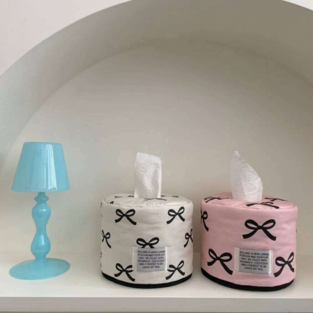 Bowknot Table Decor Storage Napkin Box Space-saving Roll Paper Tissue Case Holder Home