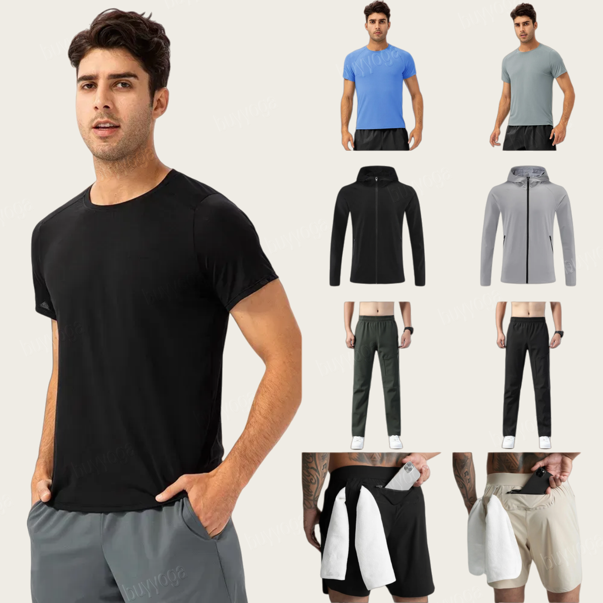 Yoga Men's Jogger Long Pants Sport Yoga Outfit Outdoor City-Sweat Yogo Gym Pockets sweatshirt Trousers Casual Elastic Waist luluity lemonal Men set jackets