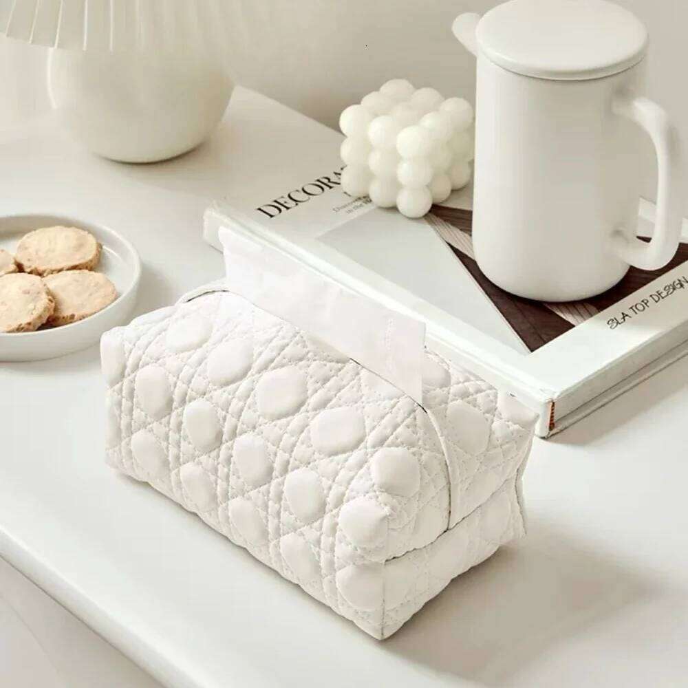 Vine Texture European Box Napkin Rhombus Leather Art Tissue Case Home Table Decoration Car Papers Dispenser Holder