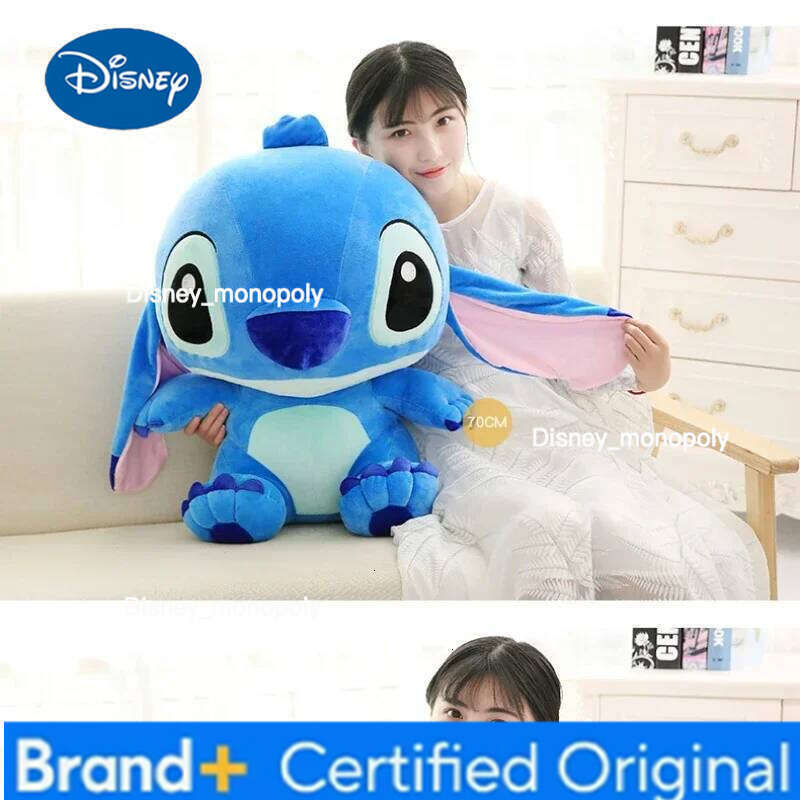 Disney Cartoon Blue Pink Dolls Anime Lilo and Stitch 35CM Stich Plush Stuffed Toys Christmas Kids Gift H260126